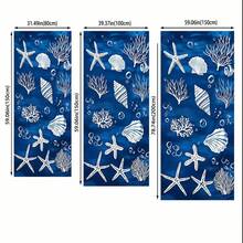 1pc Starfish & Shell Pattern Beach Towel - Oversized, Soft Microfiber, Quick Dry, Sand-Proof, Ideal For Travel, Camping, Swimming, Yoga And Beach Vacation, Blue With White Ocean Creature Pattern, Beach Blanket - A - View 2