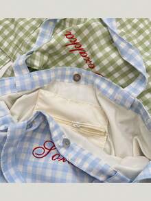 Túi xách tay tối giản, thanh lịch, dung tích lớn, kiểu dáng thường ngày, điểm nhấn là họa tiết thêu chữ màu đỏ tinh tế, phù hợp cho học sinh, đi làm, mua sắm hàng ngày, những chuyến đi ngắn và thư giãn. - Nhiều màu - Xem 5