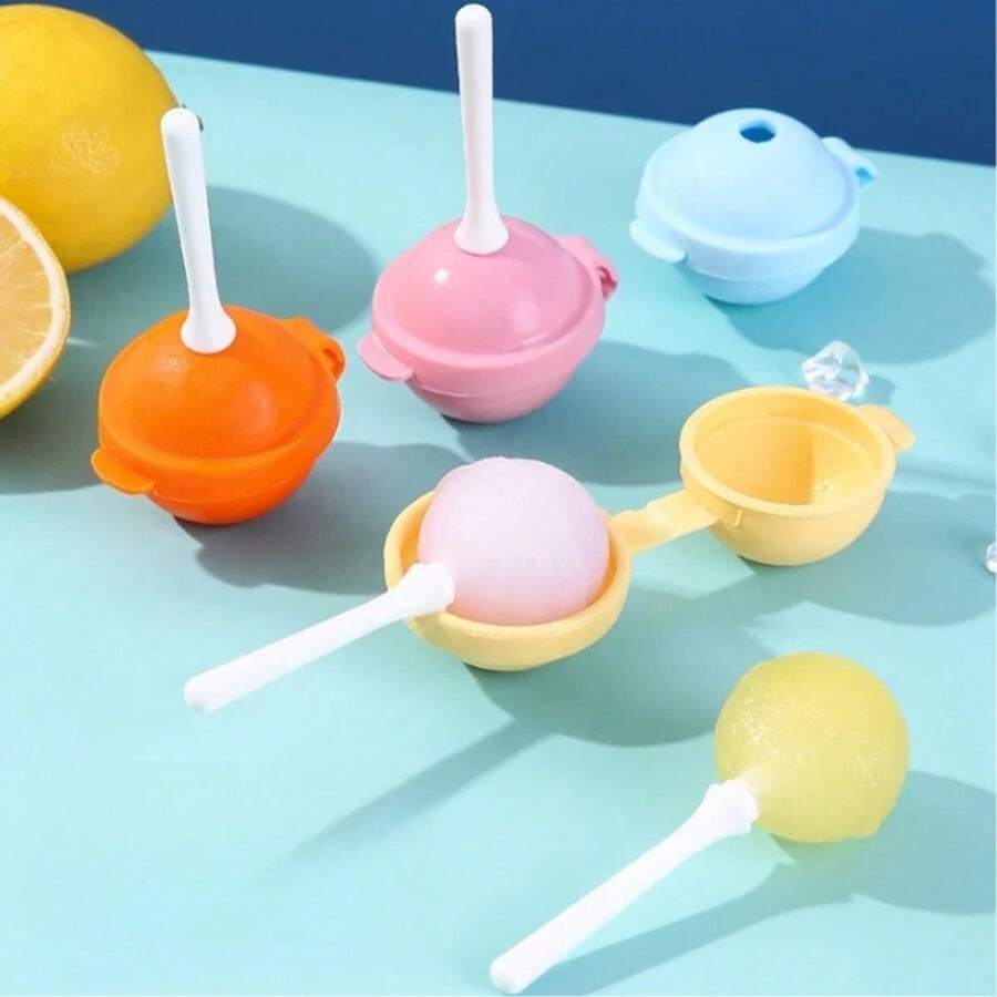5/8/10/12pcs Summer Essential Colorful Lollipop Shaped Silicone Ice Ball Molds, Easy Release Reusable Ice Cube Trays, Round Ice Maker, Suitable For Home Bar, Party, Daily Use, Compatible With Cocktails, Iced Coffee, Smoothies, Juice And Various Drinks - Multicolor Random - View 1