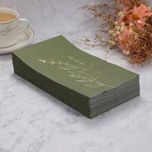 GUANYAO 20Pcs Olive Green Napkins With Gold Laurel Leaf Print, 33x40cm Rectangular Dinner Napkins For Elegant Party, Wedding, Table Decor - Green - View 2