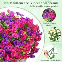 12pcs/4pcs Per Set - Bright Multicolor Artificial Silk Flowers (Purple, Purple-Red, White, Yellow, Mix & Match), Realistic Daisy Eucalyptus, UV-Resistant, Suitable For Indoor/Outdoor Decor, Planters, Porch, Patio, Garden, Wedding, Christmas, New Year 2026 - Two Colors - View 3