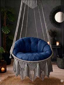 Luxury Macrame Swing Cushion Set (Cushions Only) – 2 Pieces In Der Turkei - Navy Blue - View 4