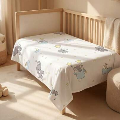 1pc Cute Cartoon Print Baby Crib Sheet, 100*140cm, 100*160cm