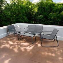 Ilios Innova | Juego Sala para Jardín 4 Piezas Gris para Exterior | Mesa de jardín con sillas | Set Jardin para Exteriores | Sala (Gris) - Gris - Ver 4