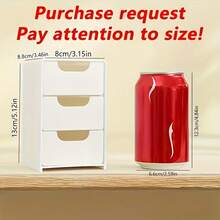 A Mini Three-Layer Drawer Storage Box - Thickened Plastic Compact Three-Drawer Organizer, Portable Desktop And Cabinet Organizer, Suitable For Home Office, Jewelry Storage, Small Spaces - Space-Saving, Can Be Used Vertically Or Horizontally - White (3 Drawers) - View 7