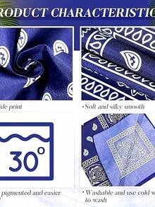 Premium Printed Bandana Scarf - Classic Style And Total Versatility - Dark Blue - View 3