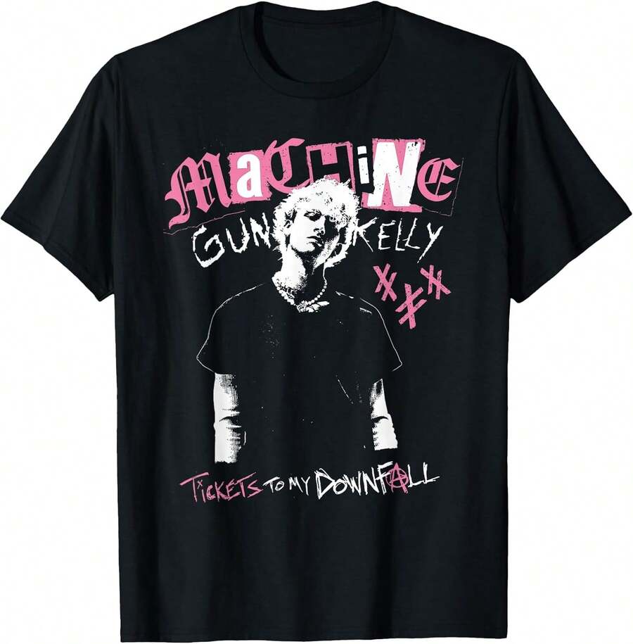 Tickets To My Downfall T-Shirt 100% Cotton Black T Shirt Unisex Graphic T Shirt - Black - View 1