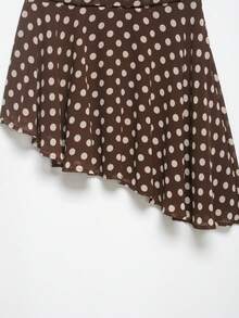 Falda asimétrica con estampado de lunares de moda para mujer DEEKA, estilo europeo y americano - Marrón - Ver 5