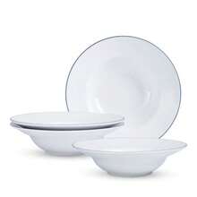 MINH LONG SINCE 1970 cuencos porcelana onzas pulgadas - tazn de pasta profunda  Juego de 4  Borde azul - Ver 9