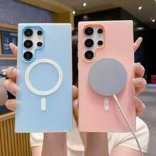 Compatible With IPhone17 Pro Max, 16, 15, 14, 13, 12, 11 Pro Max Plus, As Well As Galaxy S26, S25, S24, S23, S22 Ultra, Plus, FE, Edge, A56, A35, A26 Macaron Color Dual-Layer Magnetic PC Phone Case, Matte Shockproof With Wireless Charging Function - Màu tím - Xem 5