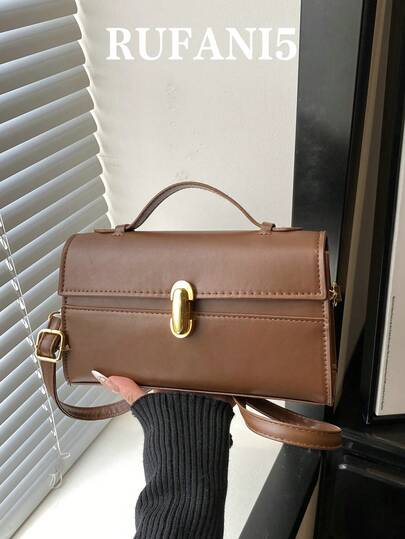 Fashionable New Solid Color Flip Hardware Twist Lock Handbag, Classic And Versatile Retro Square Women's Crossbody Bag, Suitable For Shopping, Wallets, Shopping, Young Women, College Students, Newcomers, And White-Collar Workers. They Are Very Suitable For Offices, Universities, Work, Business, Commuting, Outdoor Activities, Travel, And Outings