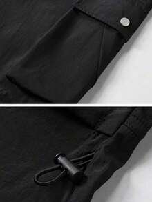 Men's Lightweight Casual Outdoor Cargo Pants, Multi-Pocket Simple Fashion Long Trousers, Summer - Black - View 5