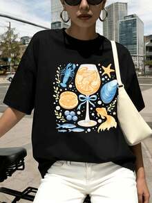 Dam-T-shirts - Svart - Visa 1