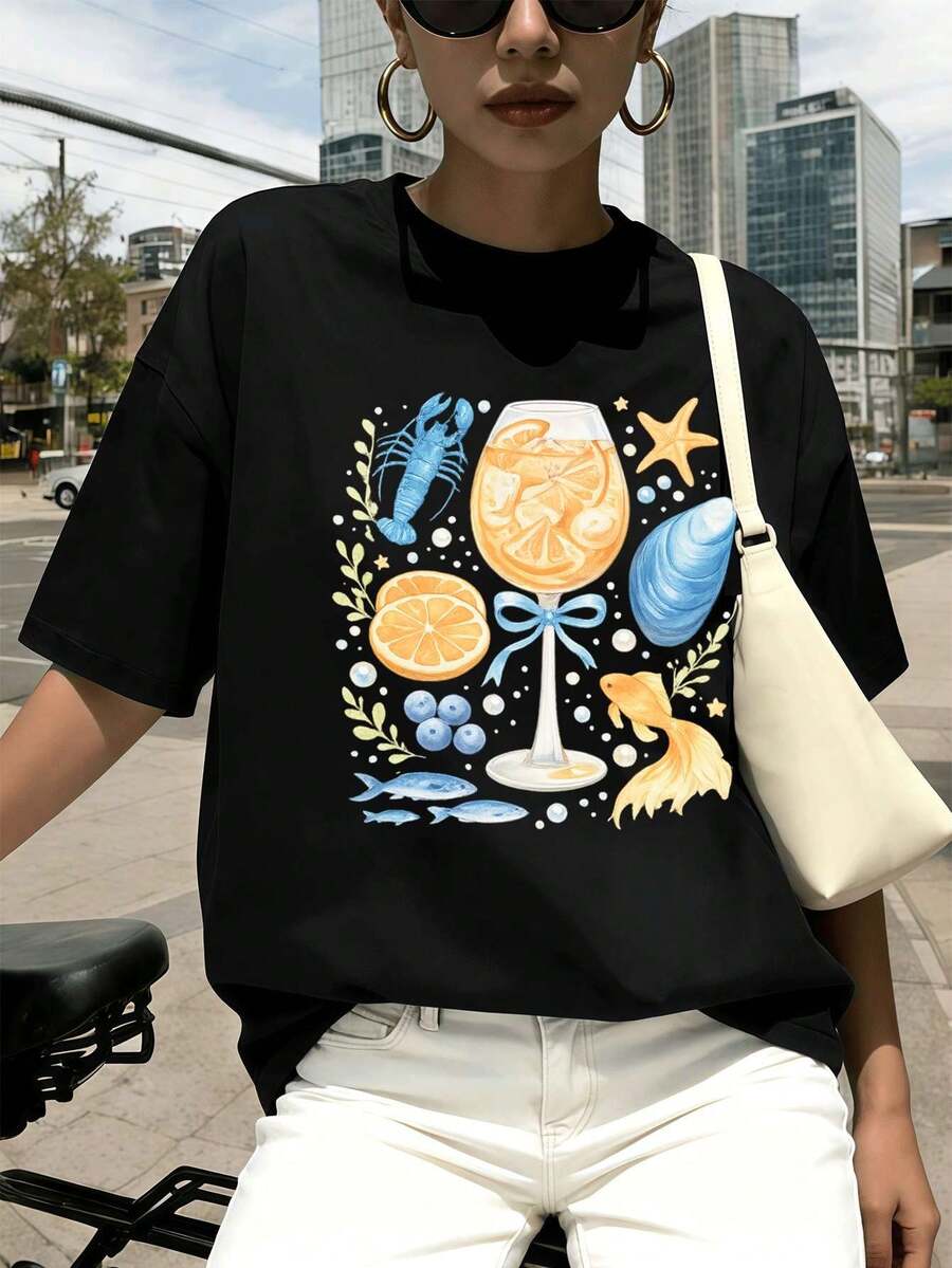 Dam-T-shirts - Svart - Visa 1