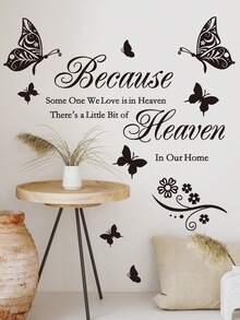 4 Styles Of Black And White Inspirational Quote Wall Stickers, With Butterfly, Rose, And Religious Memorial Options. Self-Adhesive, Waterproof, Removable PVC Material. Perfect For Decorating Bedroom And Living Room Walls. - Wall Stickers - View 14