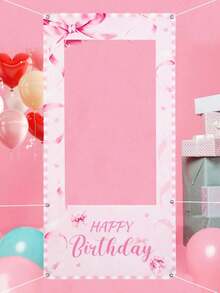 1 pieza Marco de fotos con lazo rosa, tela de fondo de marco rosa para fiesta de cumpleaños, decoración de cumpleaños de niña, recuerdo de baby shower, decoración de baby shower, suministros para bebé, accesorio para photobooth de feliz cumpleaños, telón de fondo para photobooth de fiesta, fondo rosa, decoración de cumpleaños rosa, suministros de fiesta de bebé, decoración de cumpleaños con lazo rosa, decoración rosa con lazo para cumpleaños, suministros de fondo para fiesta festiva - Multicolor - Ver 4