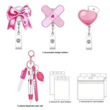 1 Set Medical Theme Badge Clip, Including Ballpoint Pen, Highlighter, ELD Light - Keychain 5pcs Set, No Battery, Acrylic Material, 360 Degree Rotatable Design, Ideal Gift For Hospital Staff And Colleagues - One Size Fits All - View 7