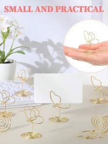 1/5/10 piezas Elegantes soportes para fotos con mariposa dorada, soporte para número de mesa, soporte para tarjeta de nombre para centros de mesa, boda, graduación, cumpleaños - Ver 5