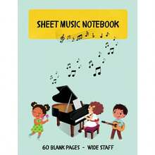 Sheet Music Notebook: Easy to Fold Blank Music Manuscript Paper for Perfect for Music Lessons 60 Pages Wide Staff/Stave - 8 per Page Large Size: 85'' x 11'' Great for Learning Piano - como en la imagen - Ver 2