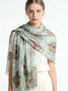 1pc New Arrival French Floral Print Scarf, Headscarf, Neckerchief, Shawl - Multicolor - View 9