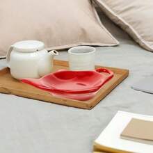 MAGICLULU - Posavasos de cerámica para bolsitas de té 2 piezas soporte para bolsitas de té en forma de tetera bandeja de cuchara plato de condimento plato para aperitivos café rojo - Rojo - Ver 8