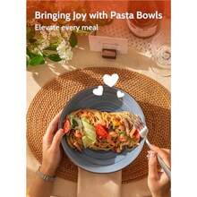 Juego de Cuencos para Pasta Sweese de 6 Platos de Ensalada de Cerámica de 30 Onzas para Lavavajillas y Microondas Seguros - Cuencos Sólidos para Ensalada Cuencos para Sopa - Platos Profundos con - Azul degradado - Ver 4