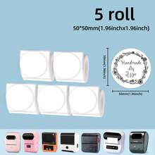 5 Rolls Multi-Size White Self-Adhesive Thermal Label Stickers, Compatible With P50/M110/M120/M200/M220/B3S/L7 Portable Label Printers, For Jar Food Storage, Price Tags, Gift Wrapping - View 12