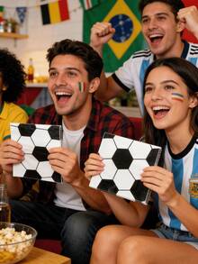 40pcs Football Shaped Paper Napkins, 2-Ply Football Themed Disposable Napkins, Classic Black And White Football Pattern Cocktail Napkins, Suitable For Football Birthday Party, World Cup, Sports Events, Football Fan Gatherings, Tabletop Decor - Football-themed Party Napkins - View 4