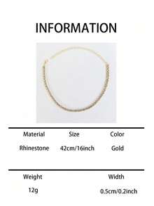 1pc Women's Rhinestone Embellished Necklace, Formal Occasion Necklace - 金色 - 查看 4