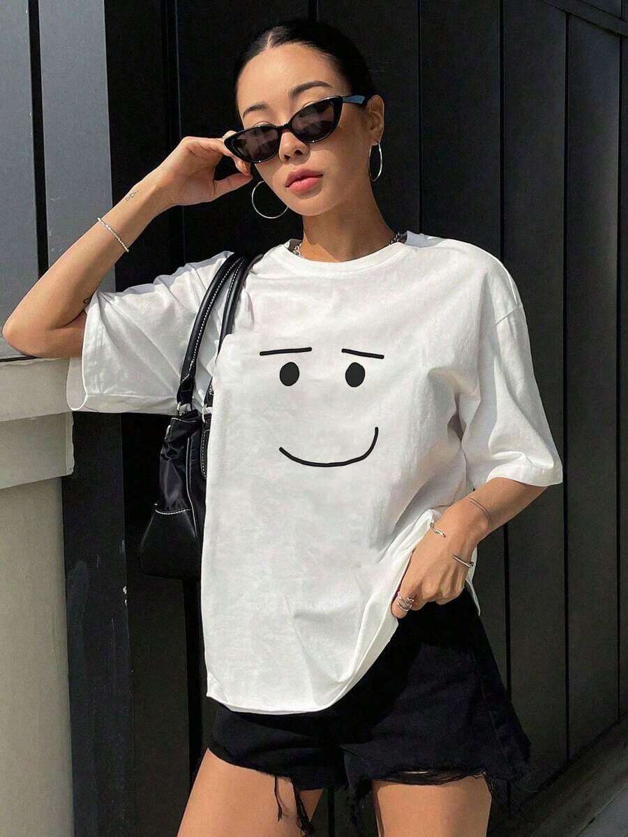 Anime Robot Robloxs Face-Shirts Women Fun Tees Crew Neck Short Sleeve Shirts Women Clothing Harajuku Shirts Tee Summer Tops Tee Shirts Western Men Clothes Camisas Para Hombre Graphic Tees Women Clothes Summer Tops Summer Clothes Graphic Tees - 白色1 - 查看 1