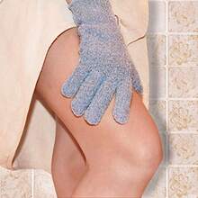 3 Distinct Levels 3 Gloves EvridWear Exfoliating Dual Texture Bath Gloves for Shower Spa Massage and Body Scrubs Dead Skin Cell Remover hanging loop 3 Colors (Not 3 pair) - Blanco Natural Azul Claro Gris - Ver 7