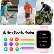 2.01 Inch Full Touch Screen Silicone Strap Smart Watch, Unisex Sports Fitness Outdoor Pedometer, Customizable Dial, Wireless Call, Wireless App Connection, Multiple Sports Modes Like Walking, Running, Remote Camera Control, Wireless Music, Alarm, Weather Forecast, Display, 180mAh Battery - Suitable For Men, Women, Friends, Lovers, Parents As Holiday Gift - Black - View 9
