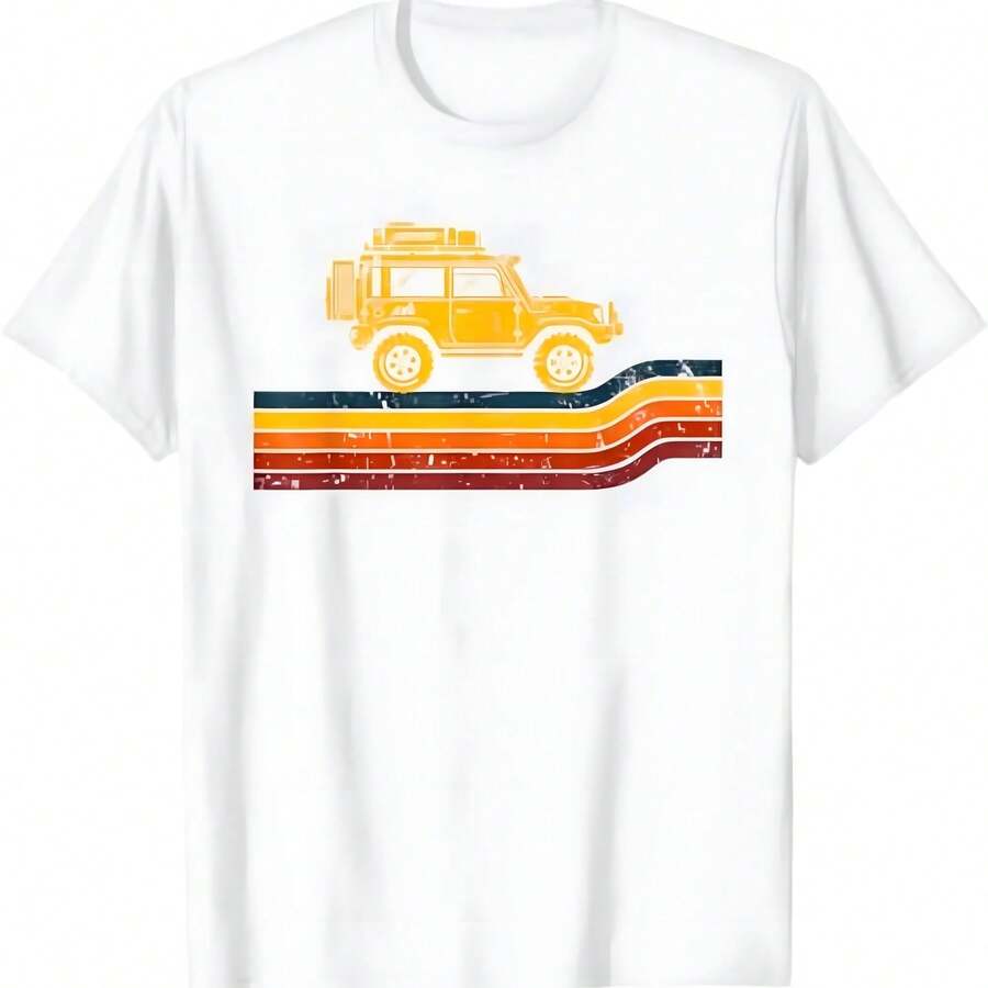 Overland Atlas Retro Rover pistas 4x4 Descarga camping camiseta - Blanco - Ver 1