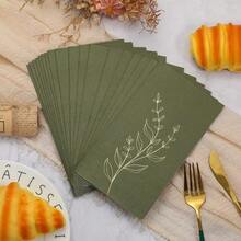 GUANYAO 20Pcs Olive Green Napkins With Gold Laurel Leaf Print, 33x40cm Rectangular Dinner Napkins For Elegant Party, Wedding, Table Decor - Green - View 5
