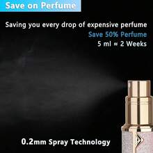 SAWOHO Travel Perfume Bottle Refillable,Valentine'S Day Gift Perfume Travel Refillable Mini Spray Bottles Leather Cologne Dispenser, Portable Empty Spray Bottle Dispense Filling Atomizer 5ml (Golden) - ColorB - 查看 6