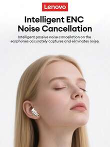 Lenovo 联想 LE208 蓝牙耳机，带保护盒，蓝牙 6.0 快速配对，低延迟，Hi-Fi 音质，ENC 智能降噪，超长续航，无线耳机，适用于智能手机、电脑，圣诞节、露营、度假等场合。 - 查看 6