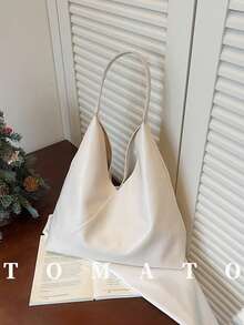Minimalist Versatile Women's Shoulder Bag, Solid Color Fashion Underarm Bag, PU Leather Material, Inner Pouch Design, Large Capacity For Daily Use, Suitable For Young Women - Travel, Work, Shopping, School, Dating, Gift, Business, Office - White - View 3