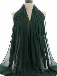 1pc Casual & Versatile Modest Hijab Lightweight Solid Color Chiffon Scarf, Spring/Summer - Watermelon Pink - View 14