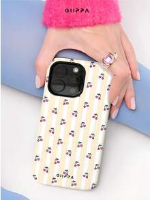 GIIPPA 1 Stück Cremefarbene gestreifte & rosa Kirschblüten Design Handyhülle für iPhone 17 Pro Max, passend für 16 Pro Max, 15 Pro Max, 14 Pro Max, koreanischer stylischer & interessanter Handyhülle, kompatibel mit 11/12/13/14/15/16 Pro Max Plus, elegantes Design geeignet für Männer und Frauen, ideales Geschenk für Freundin zu Weihnachten, Valentinstag, Ostern, Hochzeitssaison und Geburtstag - cremefarbenes Gelb - Übersicht 5