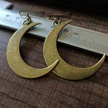 1 Pair Unique Retro-Inspired Crescent Moon Dangle Earrings - Embracing Gothic Punk Fashion With Dramatic Flair - Perfect Holiday Party Gift Or Accessory For Alternative Style Enthusiasts - Mặt trăng - Xem 4