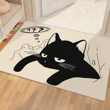 1件装，猫咪主题吸水托盘沥水垫，可爱宠物造型台面垫，适用于厨房、咖啡吧、浴室。多种尺寸和款式可选。 - 黑色 - 查看 3