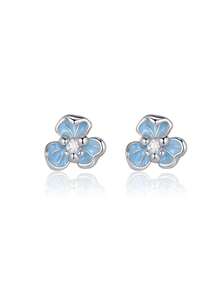 Bông tai bạc S925 hình hoa diên vĩ đính đá Zirconia 5A, thanh lịch và không gây dị ứng, phù hợp với tai đã xỏ lỗ, quà tặng sinh nhật/Giáng sinh kèm hộp trang sức. - Bạch kim - Xem 1