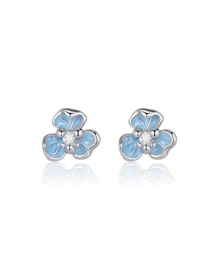 Bông tai bạc S925 hình hoa diên vĩ đính đá Zirconia 5A, thanh lịch và không gây dị ứng, phù hợp với tai đã xỏ lỗ, quà tặng sinh nhật/Giáng sinh kèm hộp trang sức.
