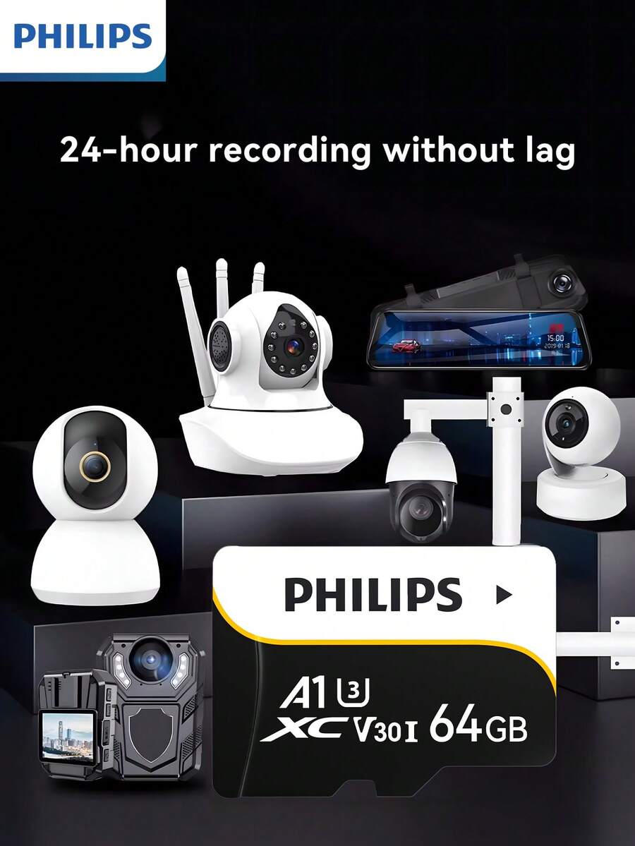 PHILIPS 飞利浦 64GB TF 卡是一款专为高清多媒体存储而设计的专用迷你 SD 卡，可提供稳定快速的数据传输，并广泛兼容录音设备、平板电脑和各种数码设备。 - 查看 1