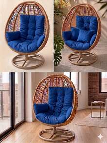 Cojín colgante premium - Almohadilla redonda para asiento de columpio para patio, jardín y balcón - Reemplazo de silla colgante de alta comodidad (solo cojín) 60X120 CM - Azul - Ver 5