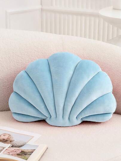 1Pc Seashell Decorative Pillow Shell Shaped Throw Pillow 3D Insert Beach Pillow Soft Velvet Pillow Sea Ocean Decoration Couch Bed Pillow Cushions Spring Summer Cushion Bedroom Decoration Room Deocr, Outdoor Pillows, Garden Cushions, Summervibes