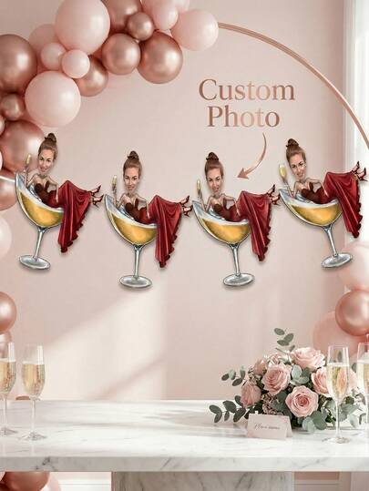 7 piezas/14 piezas/21 piezas Pancarta personalizada con fotos (25 cm) - Fotos personalizadas, decoración elegante y divertida adecuada para bodas, despedidas de soltera, fiestas de cumpleaños. Regalo ideal para novias, novios, amigos y familiares. Perfecto para decoraciones de pared, fondos de fiesta, mesas de banquete y actividades de celebración en el hogar.