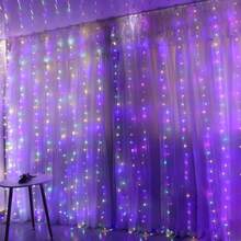 1pc Battery Powered 6/3 Meters Indoor Bedroom Decor LED Hanging String Lights For Wedding And Holiday Decoration - 電池盒窗簾燈 - 查看 3