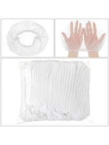 100pcs Disposable Non-Woven Shower Cap, Unisex, Suitable For Food Service, Salons, Kitchens, Etc. - White - View 5