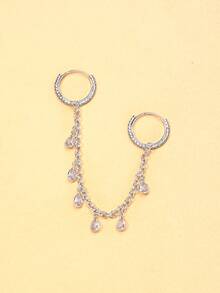1 pieza Nuevo anillo de dedo con gota de agua conectada, accesorio de mano de fiesta de moda europea y americana con borla - colgante - Ver 2